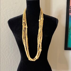 Fashionable Handmade 6 Strand Wooden Heshi Long Beaded Necklace